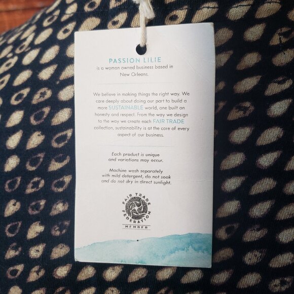 NWT Passion Lilie Indra Sweater Top L Blue Teardrop Organic Cotton - Picture 8 of 10